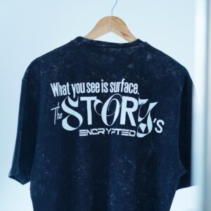 “Encrypted Barcode” Tie-Dye Oversized Tee (Black Marble)