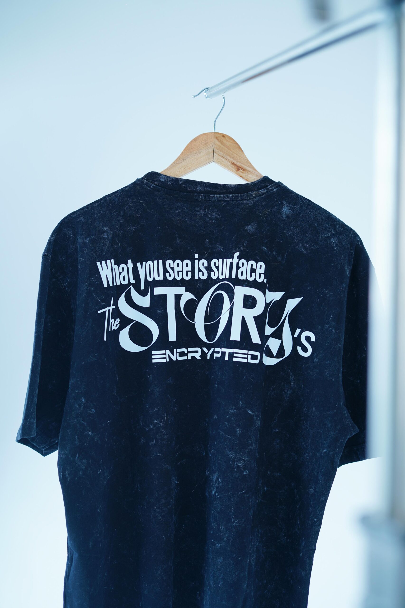 “Encrypted Barcode” Tie-Dye Oversized Tee (Black Marble)